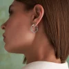 Olivia Burton Wabenförmige silberfarbene Ohrringe mit kleinem Ring*Damen Damenschmuck | Geschenke Für Brautjungfern