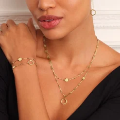 Olivia Burton Wabenförmiges, vergoldetes Doppelkettenarmband*Damen Damenschmuck | Flitterwochengeschenke