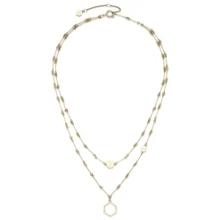 Olivia Burton Wabenförmige, vergoldete Doppelketten-Halskette*Damen Damenschmuck | Flitterwochengeschenke
