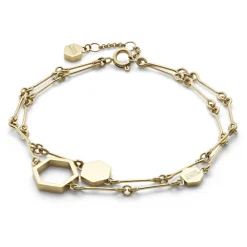 Olivia Burton Wabenförmiges, vergoldetes Doppelkettenarmband*Damen Damenschmuck | Flitterwochengeschenke