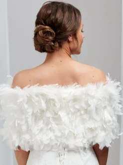 Beverly Hills Olivia Elfenbein Ruffle Feder Brautstola* Federstolen & Umhänge | Hochzeitsumhänge & Tücher