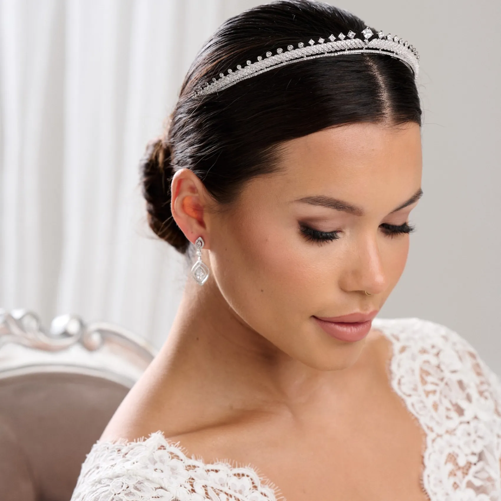 Lace & Favour Olympia Vintage inspirierte niedrige Kristall-Braut Tiara* Vintage-kopfbedeckungen | Haarschmuck Aus Kristall