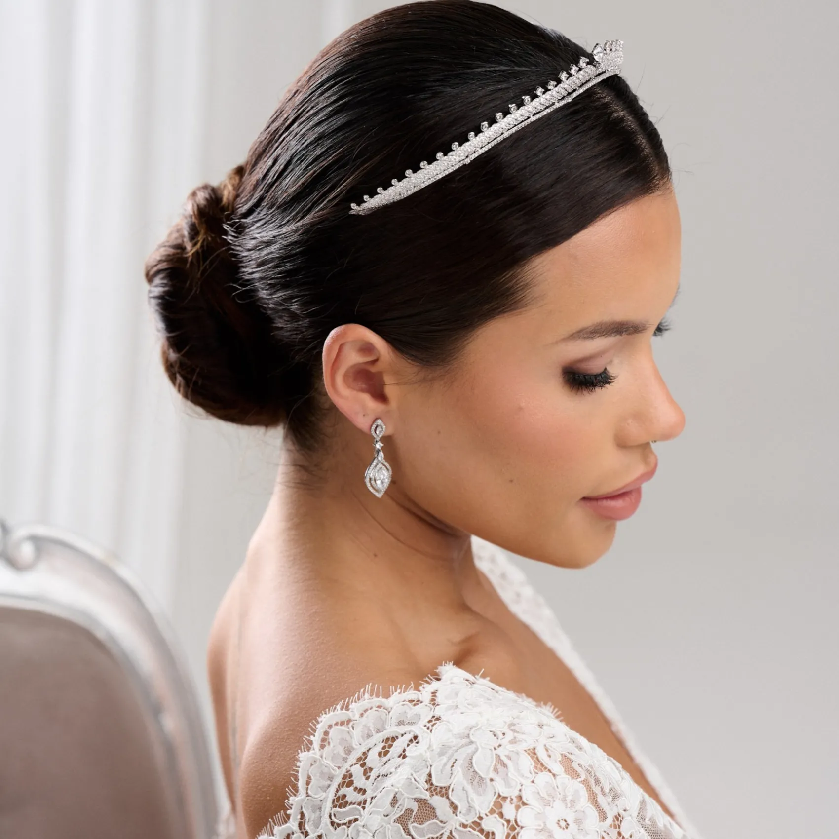 Lace & Favour Olympia Vintage inspirierte niedrige Kristall-Braut Tiara* Vintage-kopfbedeckungen | Haarschmuck Aus Kristall