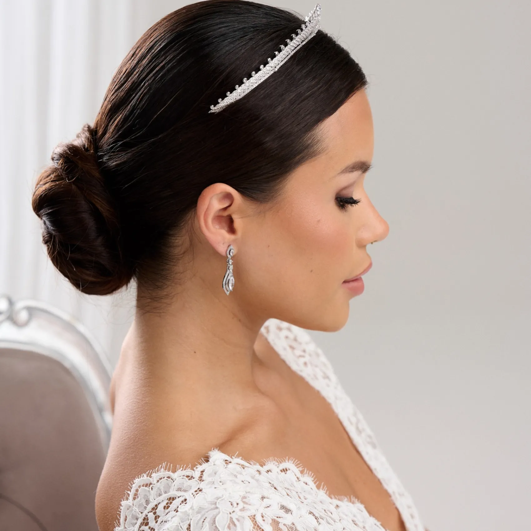 Lace & Favour Olympia Vintage inspirierte niedrige Kristall-Braut Tiara* Vintage-kopfbedeckungen | Haarschmuck Aus Kristall