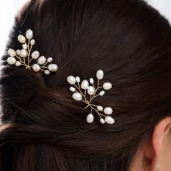 Lace & Favour Oriana Süßwasserperlen-Hochzeits-Haarnadel (Gold)* Geschenke Für Brautjungfern | Perlen-haarschmuck