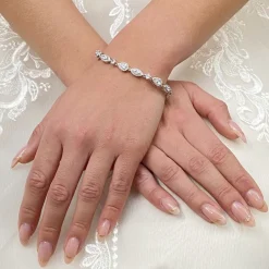 Lace & Favour Palladium Cubic Zirkonia Hochzeitsarmband (Silber)* Geschenke Für Die Braut | Silberner Hochzeitsschmuck