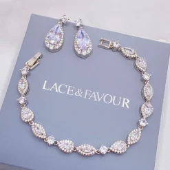 Lace & Favour Palladium Cubic Zirkonia Hochzeitsarmband (Silber)* Geschenke Für Die Braut | Silberner Hochzeitsschmuck