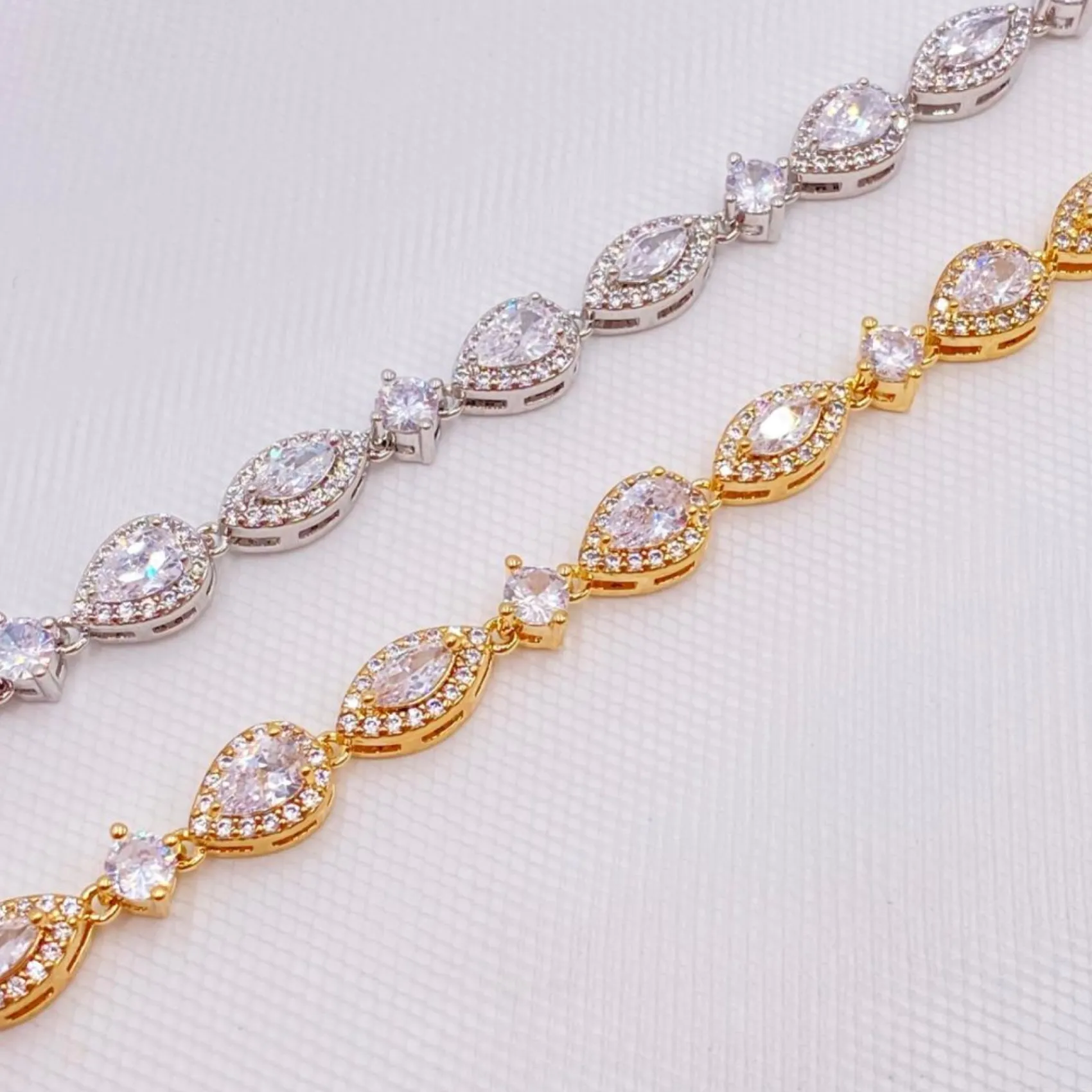 Lace & Favour Palladium Cubic Zirkonia Hochzeitsarmband (Silber)* Geschenke Für Die Braut | Silberner Hochzeitsschmuck
