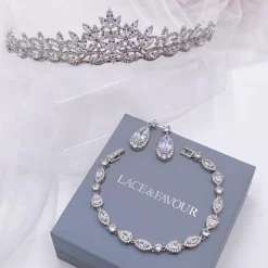 Lace & Favour Palladium Cubic Zirkonia Hochzeitsarmband (Silber)* Geschenke Für Die Braut | Silberner Hochzeitsschmuck