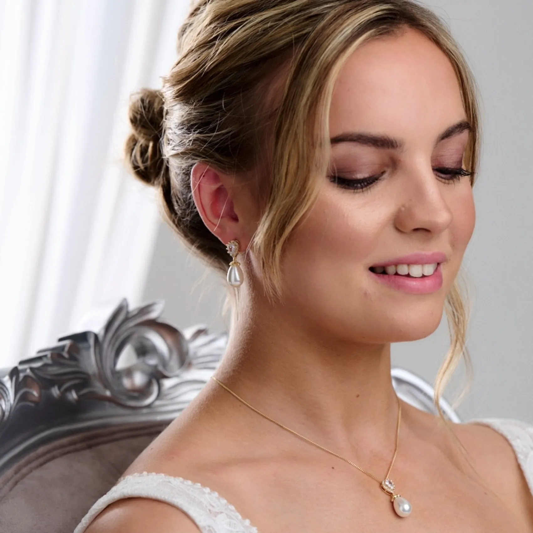 Lace & Favour Paloma Gold Teardrop Perlen Brautschmuck Set* Geschenke Für Die Braut | Perlen-hochzeitsschmuck