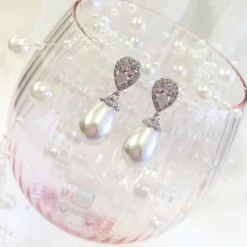 Lace & Favour Paloma Teardrop Perlen-Ohrringe (Silber)* Geschenke Für Brautjungfern | Geschenke Für Die Braut