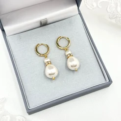 Beads & Beyond Panache Gold Große Teardrop-Perlenohrringe* Geschenke Für Die Braut | Vintage Hochzeitsschmuck