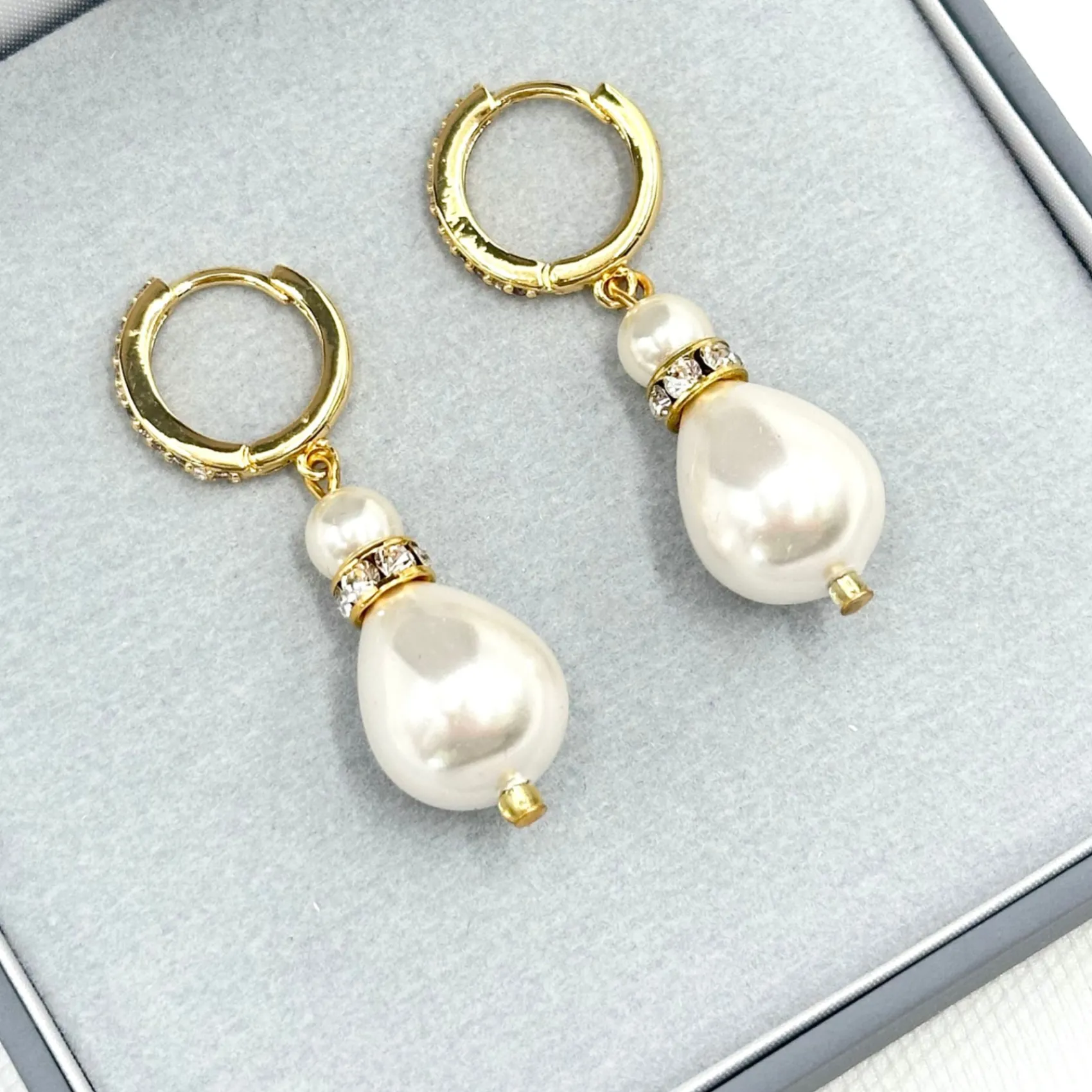 Beads & Beyond Panache Gold Große Teardrop-Perlenohrringe* Geschenke Für Die Braut | Vintage Hochzeitsschmuck