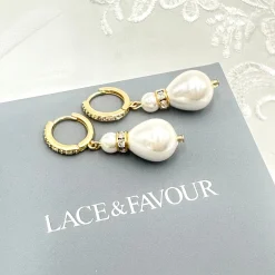 Beads & Beyond Panache Gold Große Teardrop-Perlenohrringe* Geschenke Für Die Braut | Vintage Hochzeitsschmuck