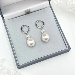 Beads & Beyond Panache Silber Große Teardrop Perlenohrringe* Geschenke Für Die Braut | Vintage Hochzeitsschmuck