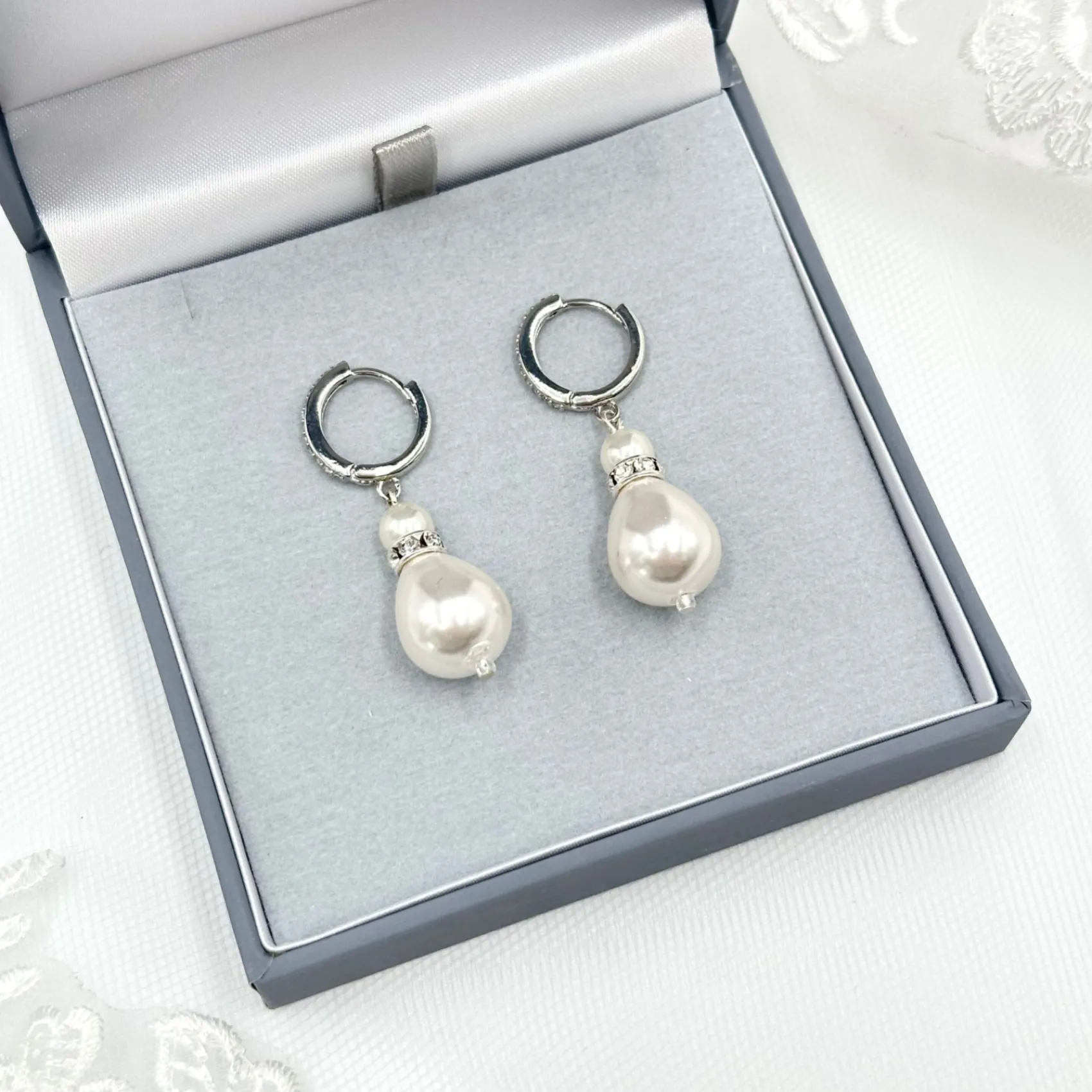 Beads & Beyond Panache Silber Große Teardrop Perlenohrringe* Geschenke Für Die Braut | Vintage Hochzeitsschmuck