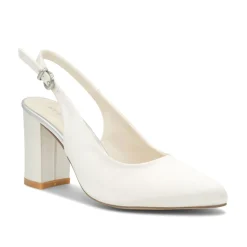 Paradox London Alston Einfärbbar Elfenbein Satin Slingback Block Heels* Hochzeitsschuhe | Schuhe Mit Mittlerem Absatz