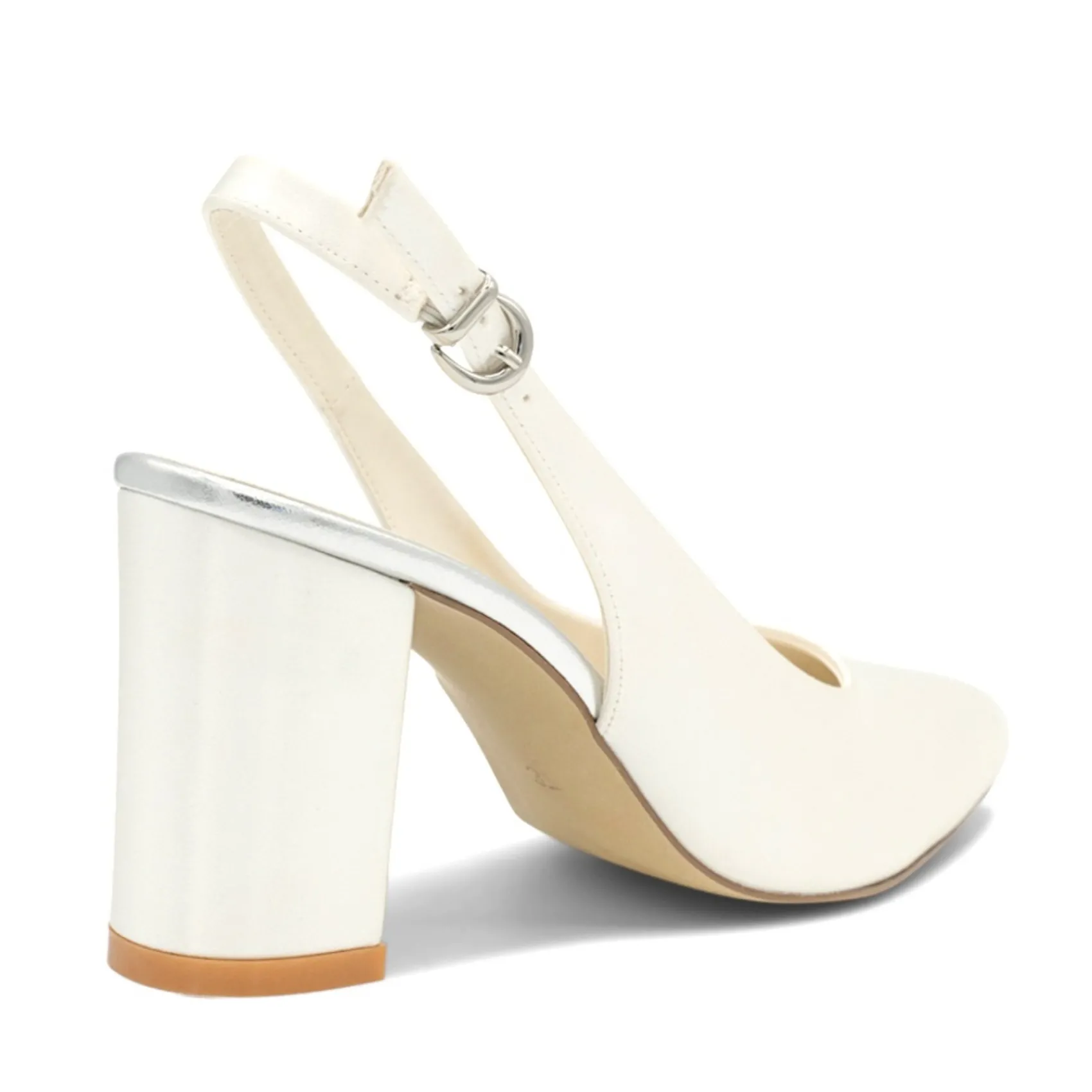Paradox London Alston Einfärbbar Elfenbein Satin Slingback Block Heels* Hochzeitsschuhe | Schuhe Mit Mittlerem Absatz