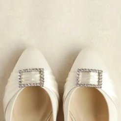 Paradox London Brittney Elfenbein Satin breite Passform niedrigen Blockabsatz Gericht Schuh* Hochzeitsschuhe | Schuhe Mit Niedrigem Absatz