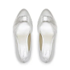 Paradox London Brittney Elfenbein Satin breite Passform niedrigen Blockabsatz Gericht Schuh* Hochzeitsschuhe | Schuhe Mit Niedrigem Absatz