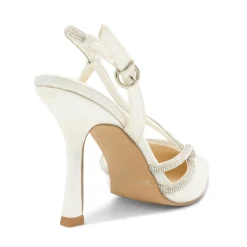 Paradox London Calliope Elfenbein Satin Diamante Slingback Gericht Schuhe* Weiße Ballschuhe | Glitzernde Ballschuhe