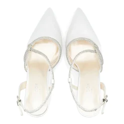 Paradox London Calliope Elfenbein Satin Diamante Slingback Gericht Schuhe* Weiße Ballschuhe | Glitzernde Ballschuhe