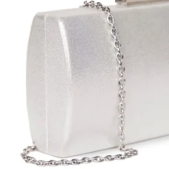 Paradox London Dionne Silber schimmernde Box Clutch Tasche* Abschlussball-taschen | Hochzeitsgäste-taschen