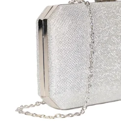 Paradox London Dulcie Silber Glitter Box Clutch Tasche* Abschlussball-taschen | Anlass Handtaschen