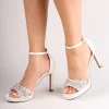 Paradox London Enya Elfenbein Satin High Heel Kristall Plateau Sandalen* Schuhe Für Hochzeitsgäste | Hochzeitsschuhe
