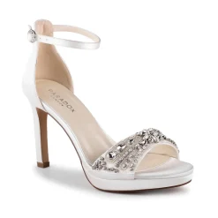 Paradox London Enya Elfenbein Satin High Heel Kristall Plateau Sandalen* Schuhe Für Hochzeitsgäste | Hochzeitsschuhe