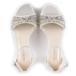 Paradox London Enya Elfenbein Satin High Heel Kristall Plateau Sandalen* Schuhe Für Hochzeitsgäste | Hochzeitsschuhe