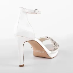 Paradox London Enya Elfenbein Satin High Heel Kristall Plateau Sandalen* Schuhe Für Hochzeitsgäste | Hochzeitsschuhe