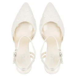 Paradox London Fauna Elfenbein Satin und Spitze Block Ferse Gericht Schuhe* Hochzeitsschuhe | Hochhackige Schuhe