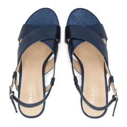 Paradox London Ilana Marine Schimmer Blockabsatz Slingback Sandalen* Glitzernde Ballschuhe | Abschlussball-sandalen