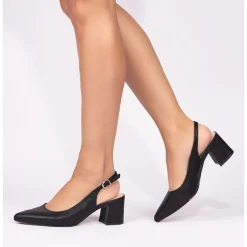 Paradox London Imelda Schwarz Schimmer Niedrig Blockabsatz Slingbacks* Glitzernde Ballschuhe | Ballschuhe Mit Niedrigem Absatz