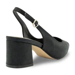 Paradox London Imelda Schwarz Schimmer Niedrig Blockabsatz Slingbacks* Glitzernde Ballschuhe | Ballschuhe Mit Niedrigem Absatz