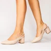 Paradox London Isadora Nackt Kunstleder Niedrig Blockabsatz Slingbacks* Ballschuhe Mit Niedrigem Absatz | Abschlussball-schuhe