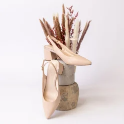 Paradox London Isadora Nackt Kunstleder Niedrig Blockabsatz Slingbacks* Ballschuhe Mit Niedrigem Absatz | Abschlussball-schuhe