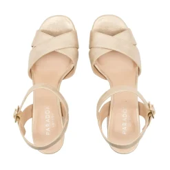 Paradox London Landon Champagner Schimmer Blockabsatz Plateau Sandalen* Glitzernde Ballschuhe | Goldene Ballschuhe