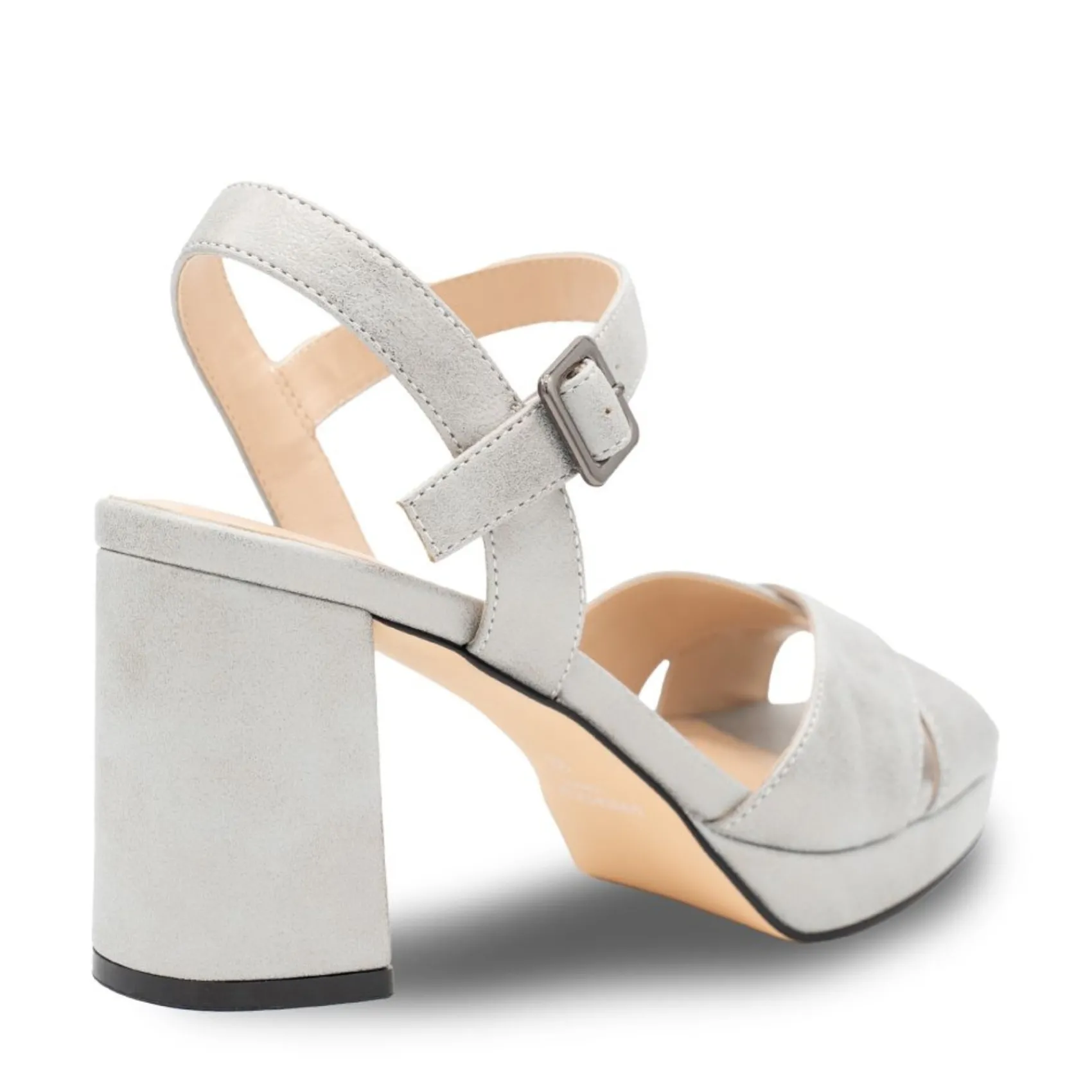 Paradox London Landon Silber Schimmernde Blockabsatz Plateau Sandalen* Glitzernde Ballschuhe | Silberne Ballschuhe