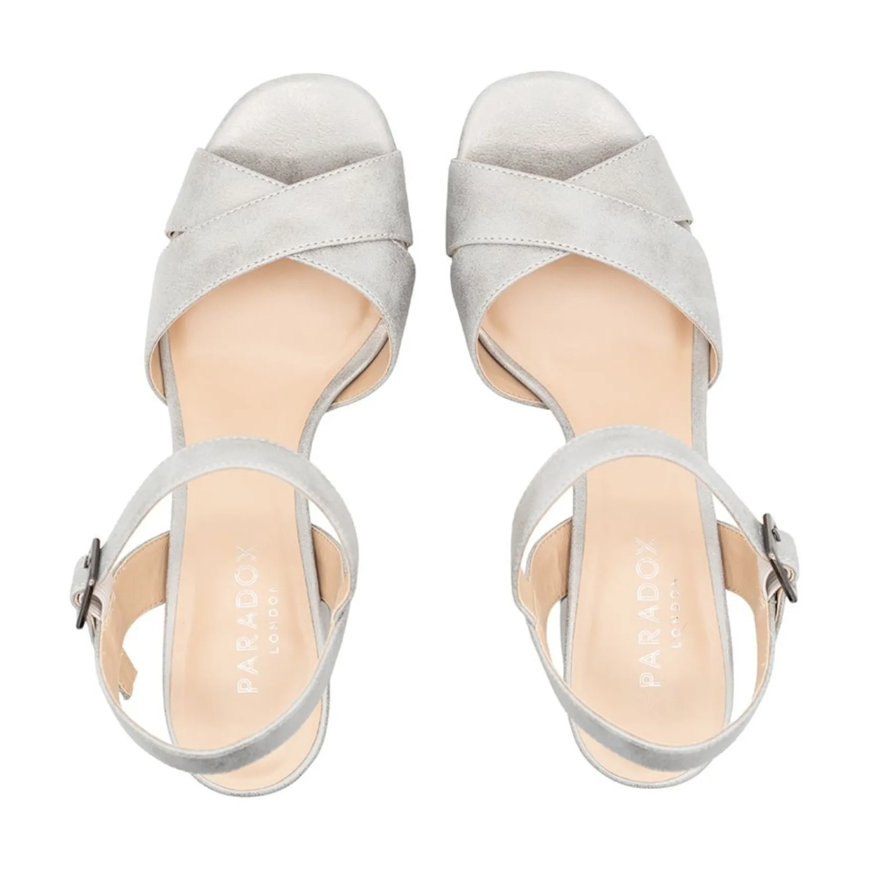 Paradox London Landon Silber Schimmernde Blockabsatz Plateau Sandalen* Glitzernde Ballschuhe | Silberne Ballschuhe