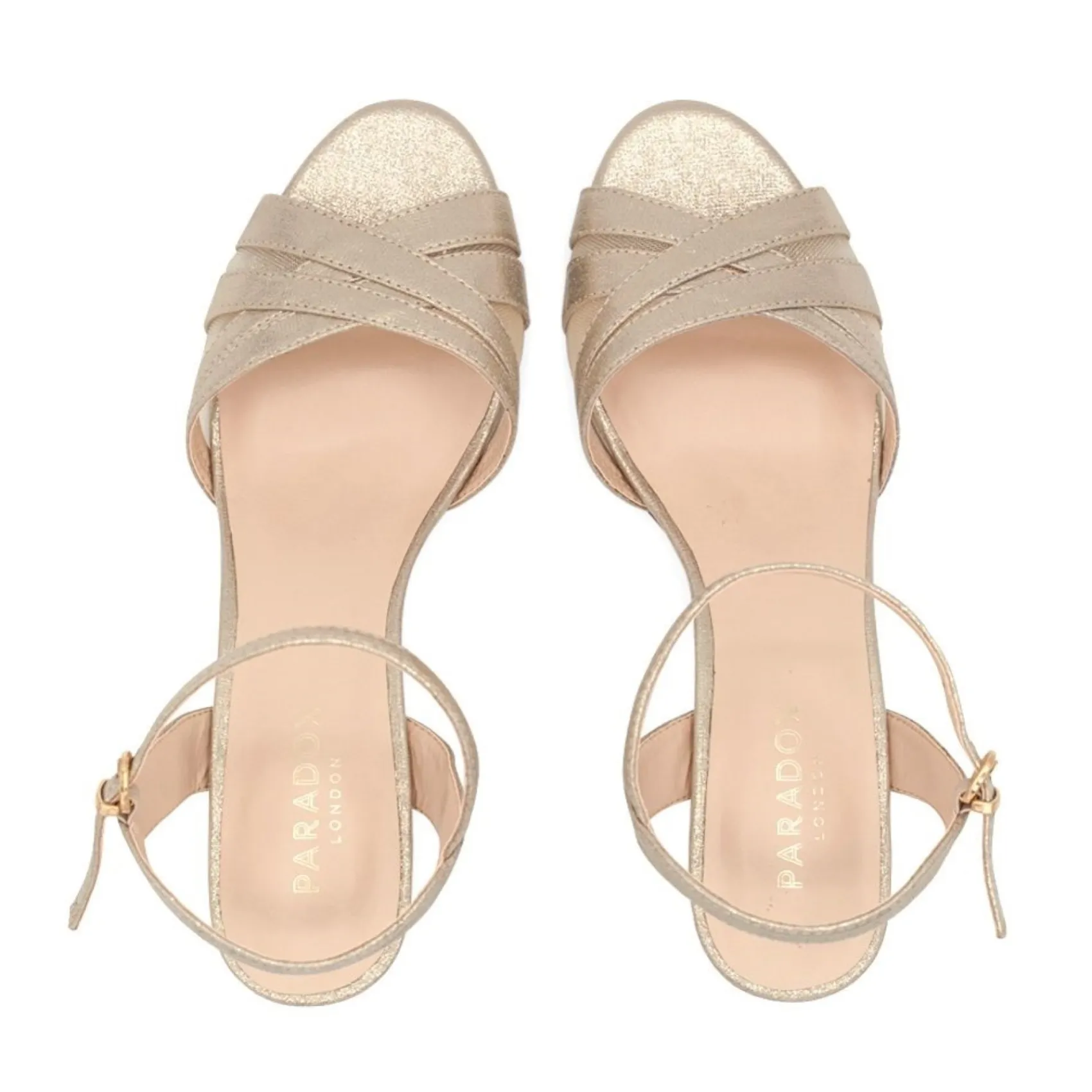 Paradox London Mowenna Champagner Schimmer Kitten Heel Sandalen* Glitzernde Ballschuhe | Goldene Ballschuhe