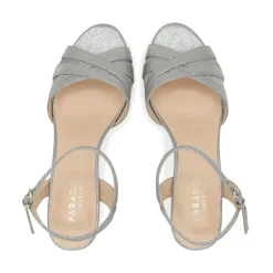 Paradox London Mowenna Silber Schimmer Kitten Heel Sandalen* Glitzernde Ballschuhe | Silberne Ballschuhe