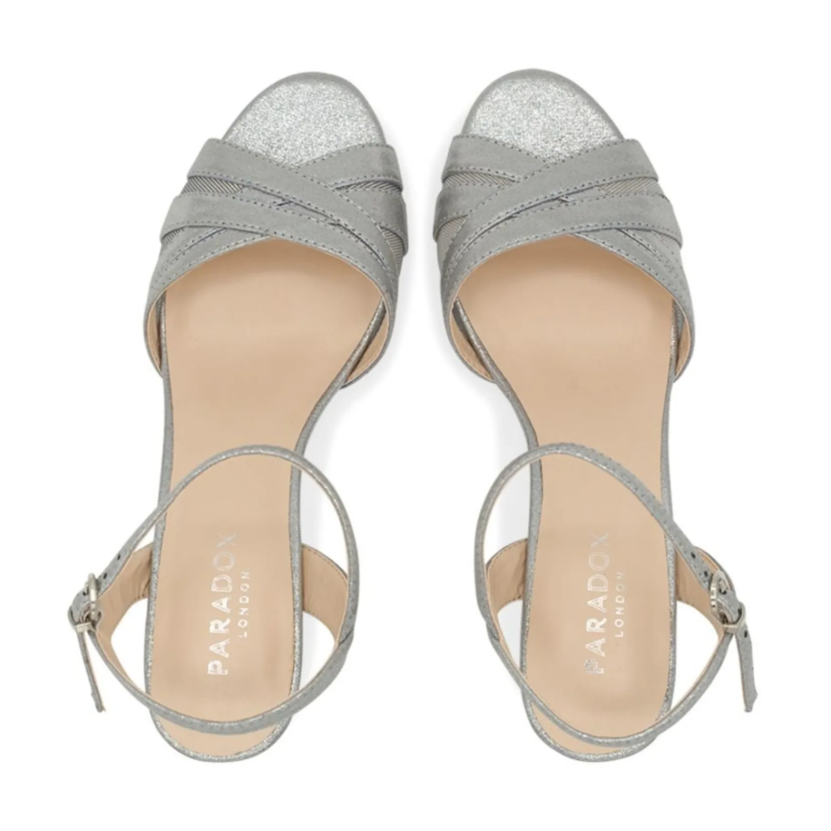Paradox London Mowenna Silber Schimmer Kitten Heel Sandalen* Glitzernde Ballschuhe | Silberne Ballschuhe