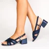 Paradox London Nancy Navy Wildleder Breite Passform Slingback Blockabsatz Sandalen* Abschlussball-sandalen | Ballschuhe Mit Niedrigem Absatz