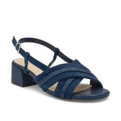 Paradox London Nancy Navy Wildleder Breite Passform Slingback Blockabsatz Sandalen* Abschlussball-sandalen | Ballschuhe Mit Niedrigem Absatz