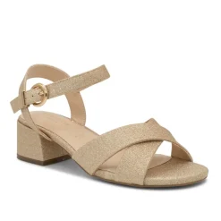 Paradox London Neala Champagner Glitter Breite Passform Niedriger Blockabsatz Sandalen* Glitzernde Ballschuhe | Goldene Ballschuhe