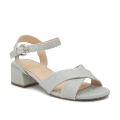 Paradox London Neala Silber Glitter Breite Passform Niedrigen Blockabsatz Sandalen* Glitzernde Ballschuhe | Silberne Ballschuhe
