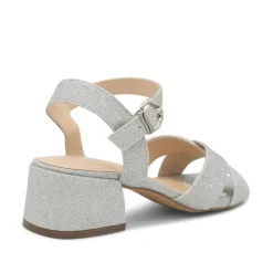 Paradox London Neala Silber Glitter Breite Passform Niedrigen Blockabsatz Sandalen* Glitzernde Ballschuhe | Silberne Ballschuhe