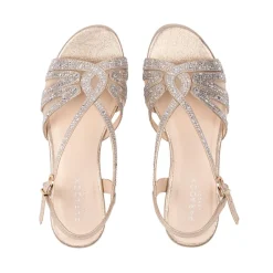 Paradox London Quest Champagner Schimmer Diamante Breite Fit Flache Sandalen* Glitzernde Ballschuhe | Goldene Ballschuhe